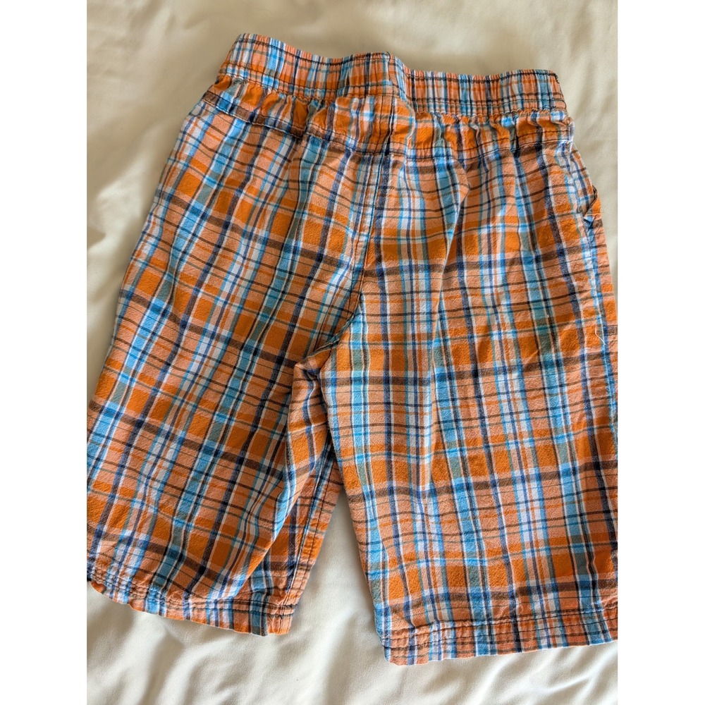 Kids R Us Surf Bay Expedition Orange Blue Plaid Shorts Elastic Waist 5T‎